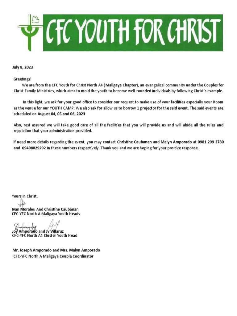 Request for Youth Camp Venue | PDF | Sports & Recreation | Social Science