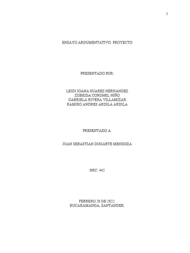 Ensayo Argumentativo | PDF | Ensayos | Sociedad