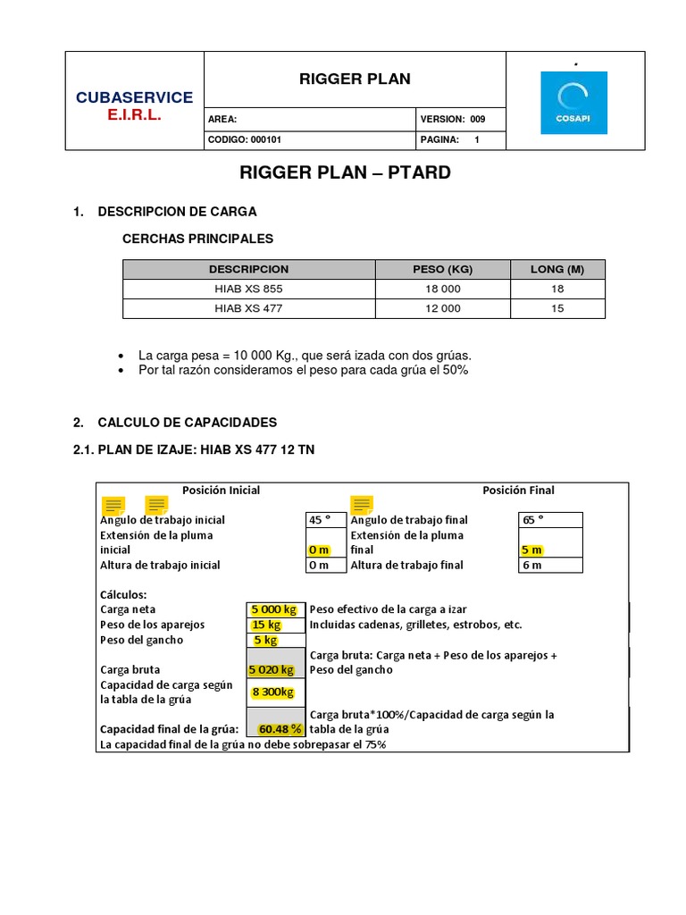Rigger Plan Cubaservice Eirl | PDF