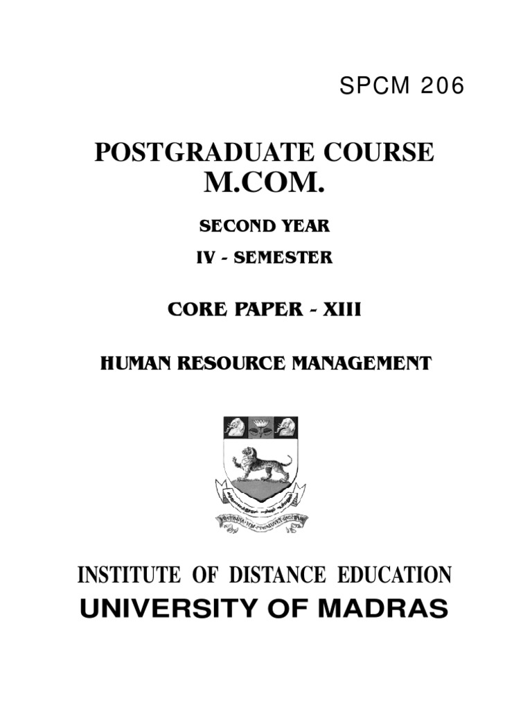 MBA HR Management Syllabus - Madras University | PDF | Human Resource ...