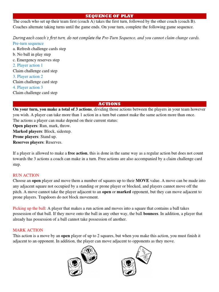 Condensed Master Rules v1.1-3-8 | PDF | Touchdown | Dice