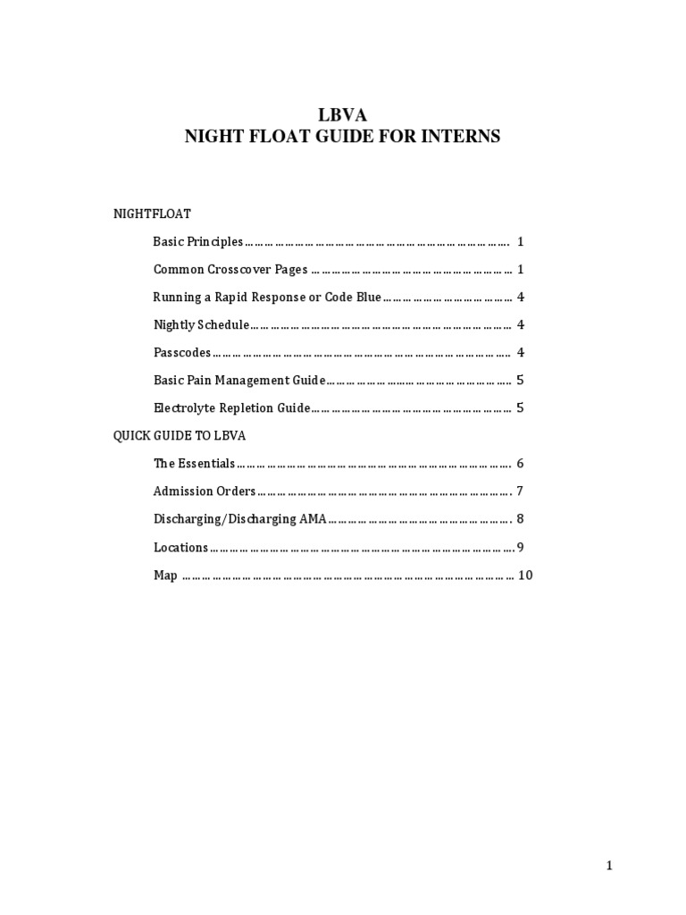 Night Float VA PDF Medicine Medical Specialties