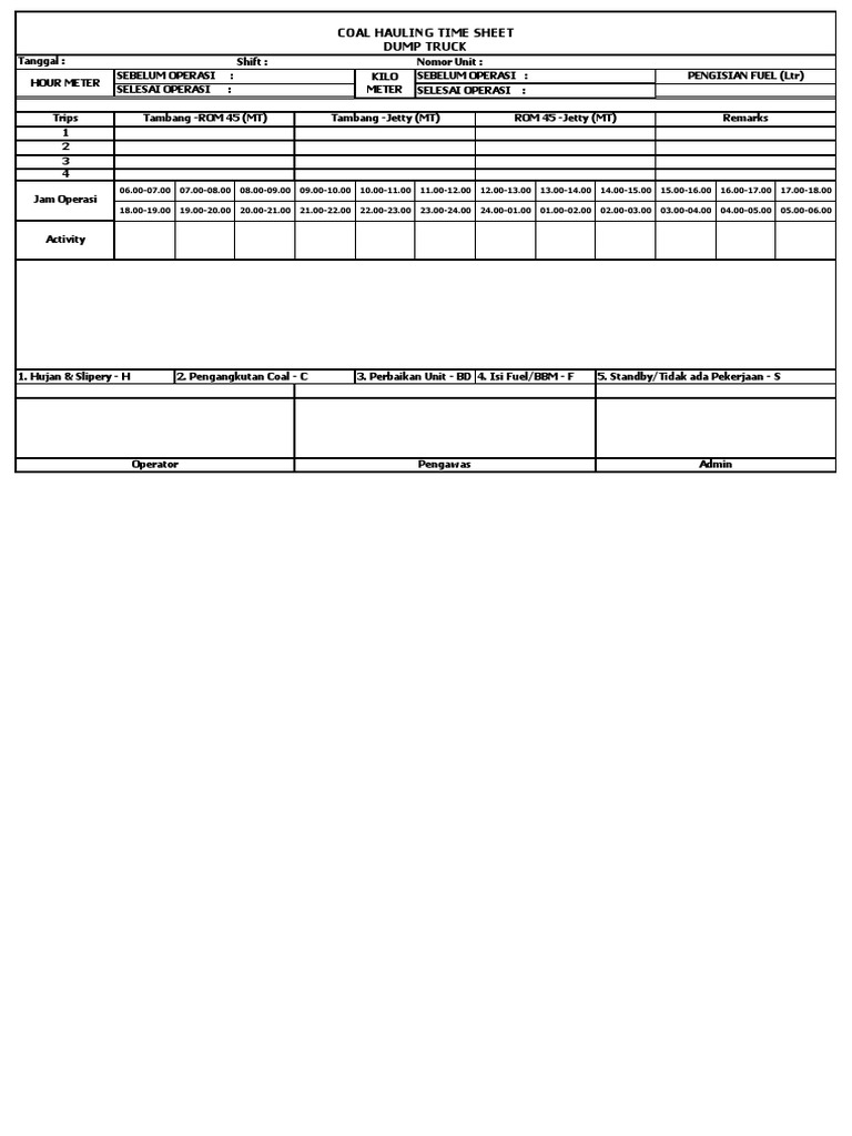 TIMESHEET DUMP TRUCK | PDF