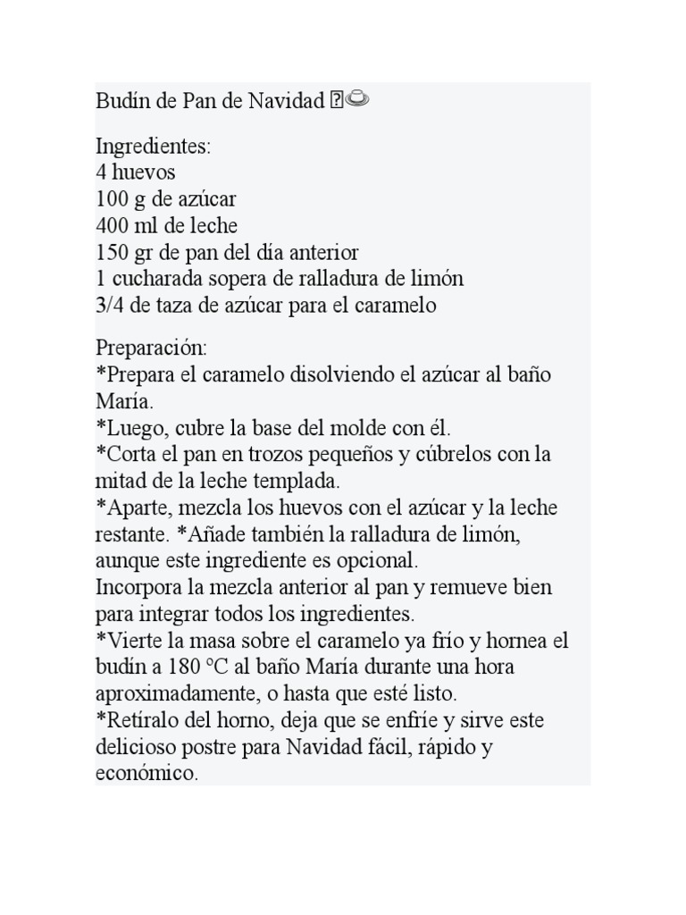 Budín de Pan Navideño Fácil | PDF