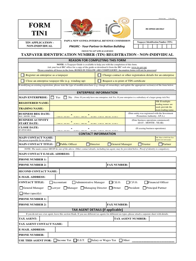 LEPCGX Document 2016 03 17 TIN1 Non Individual TIN Application | PDF ...