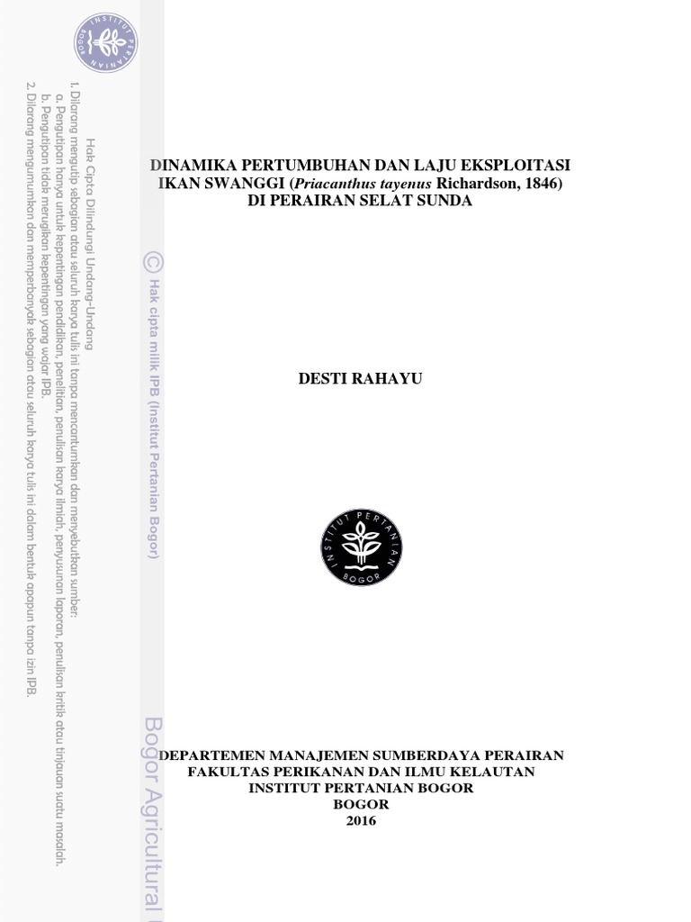 Dinamika Pertumbuhan Ikan Swanggi Selat Sunda | PDF