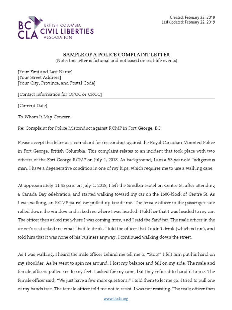 Factsheet Police Complaints Sample | PDF | Royal Canadian Mounted ...