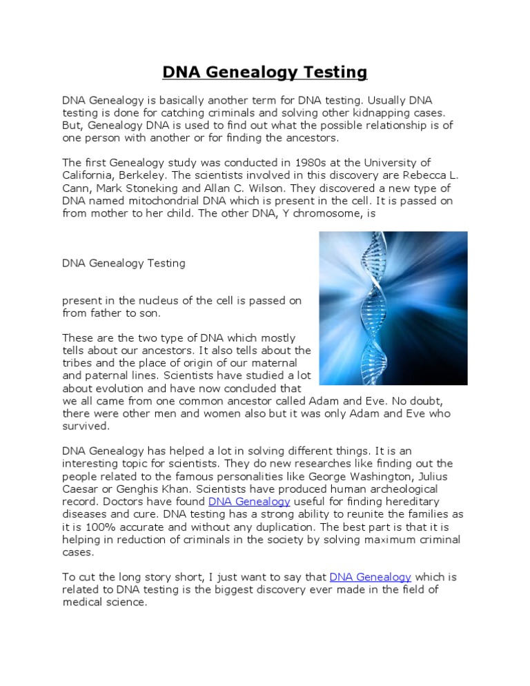 Understanding DNA Genealogy Testing | PDF