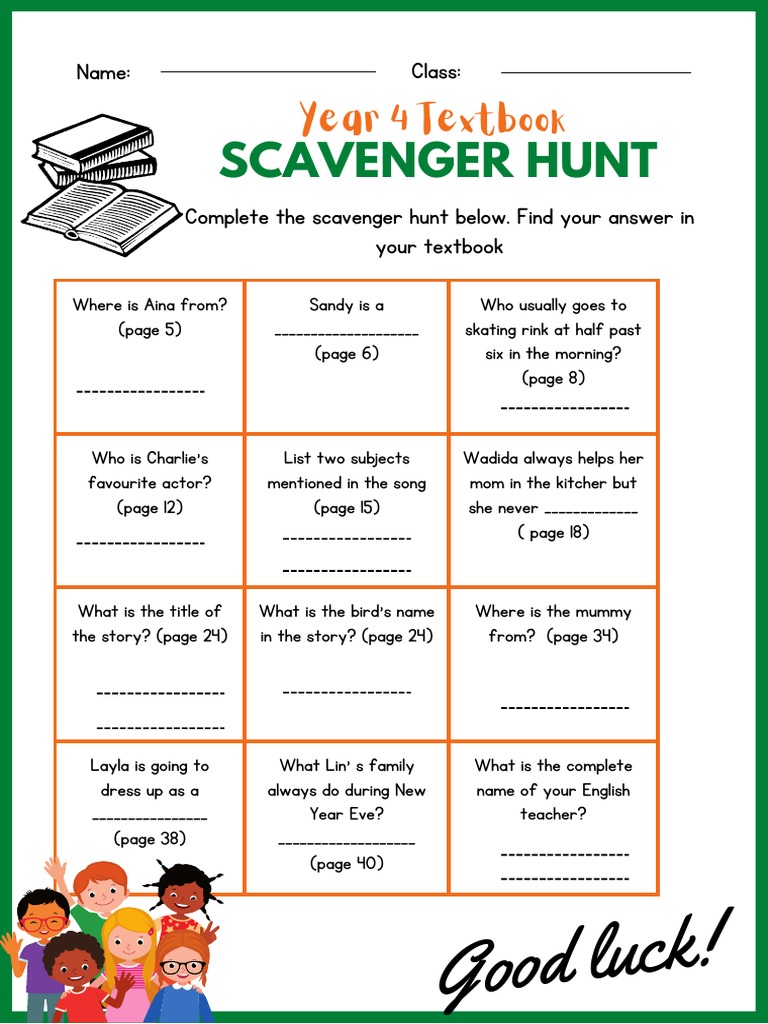 Textbook Scavenger HUnt PDF