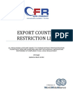 Export Country Restriction List