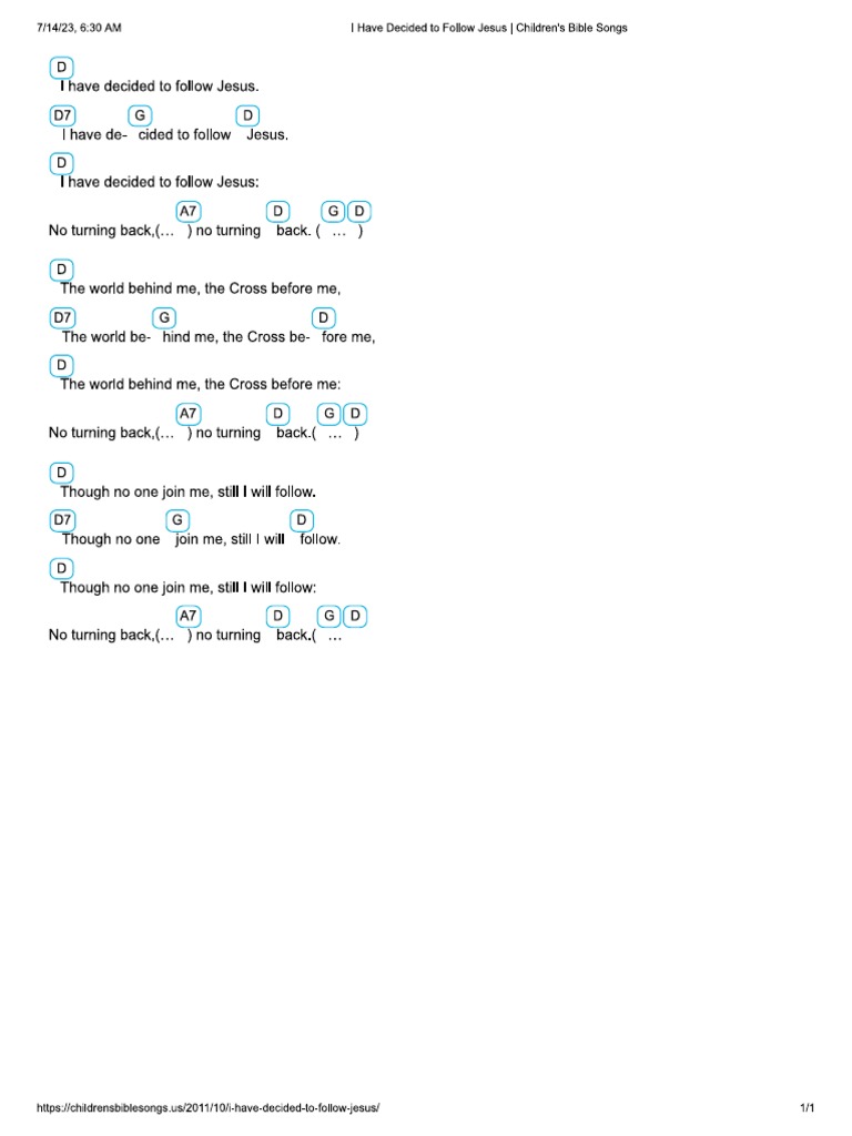 I Have Decided To Follow Jesus Children S Bible Songs PDF