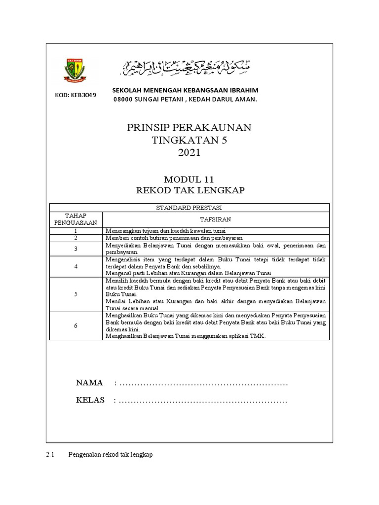 Modul 11: Rekod Tak Lengkap | PDF
