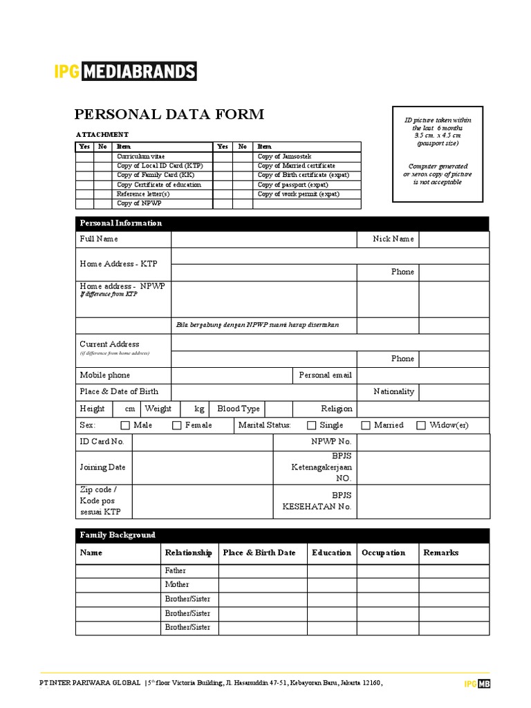 Personal Data Form Mediabrands | PDF | Computing