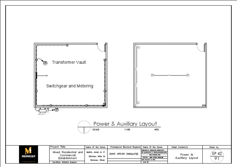 Power & Auxillary Layout: Transformer Vault | PDF