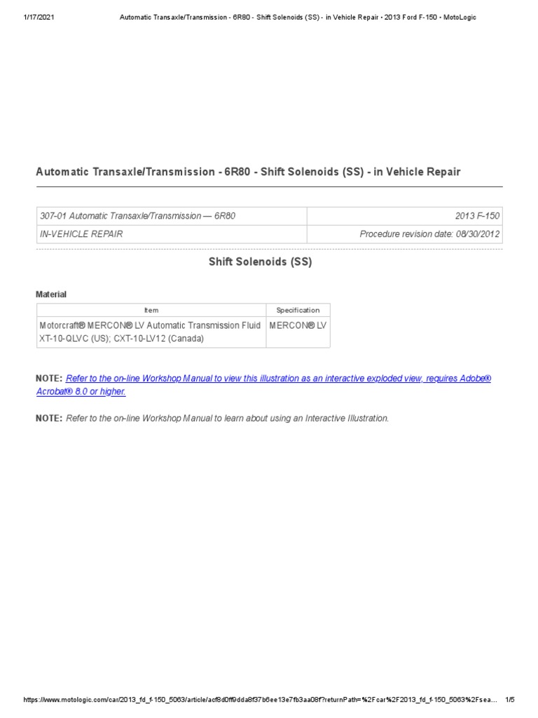 6r80 Shift Solenoid | PDF | Automatic Transmission | Land Vehicles