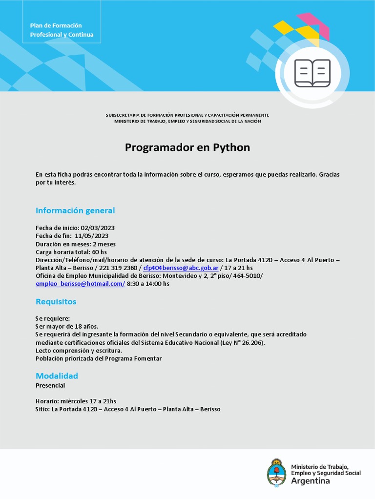 Programador en Python: Información General | PDF | Interfaz de línea de ...