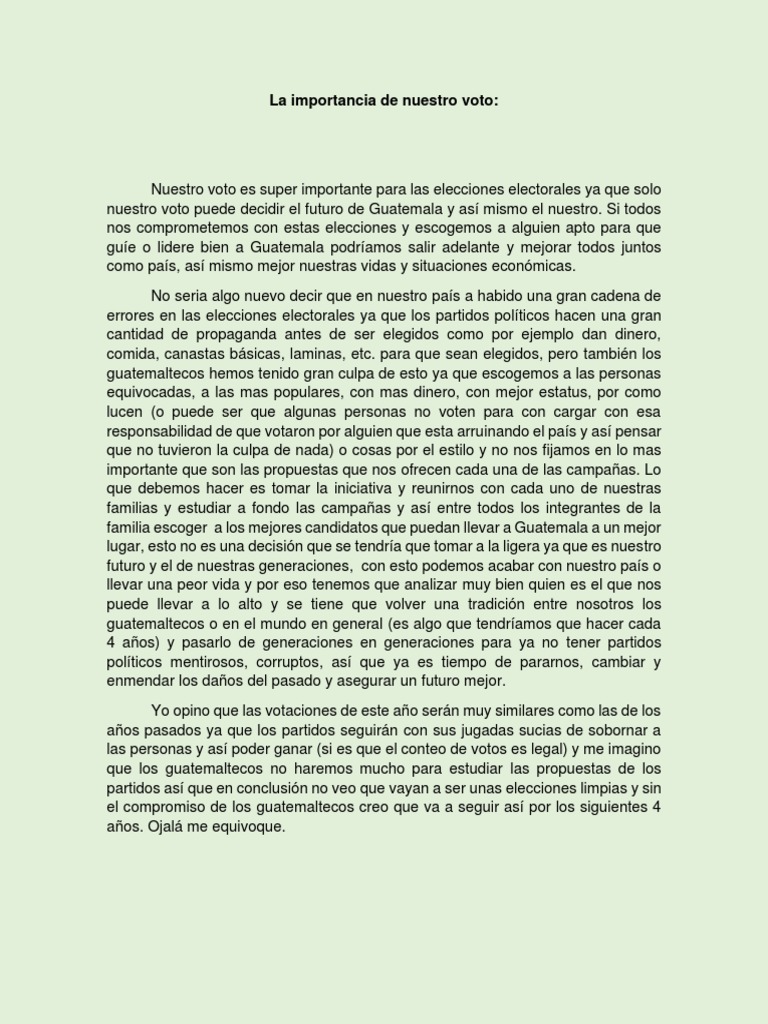 La importancia del voto en Guatemala | PDF | Guatemala