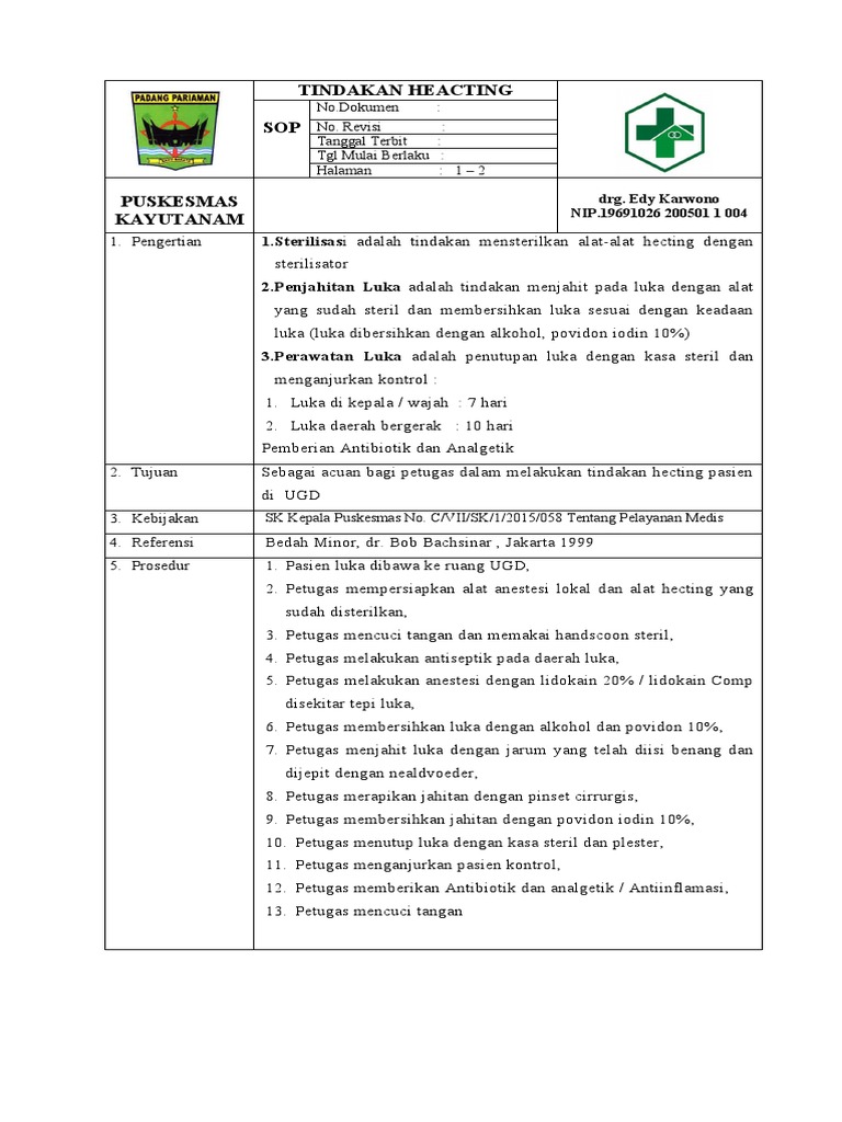 Prosedur Tindakan Hecting di UGD | PDF | Pengelolaan Keuangan & Uang