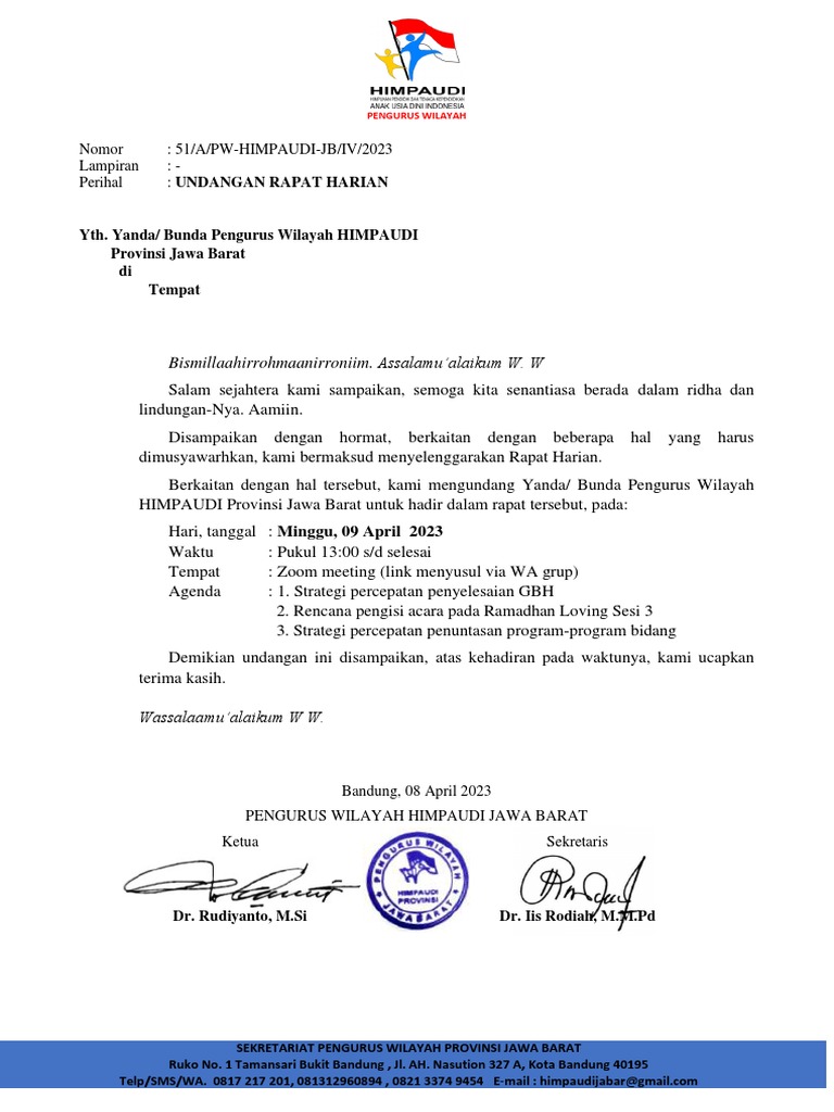 51 Undangan Rapat Harian | PDF
