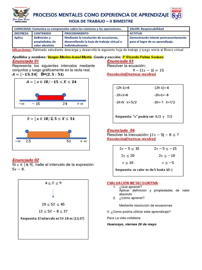 Intervalo Real Y Valor Absoluto Pdf Conceptos Matemáticos Objetos