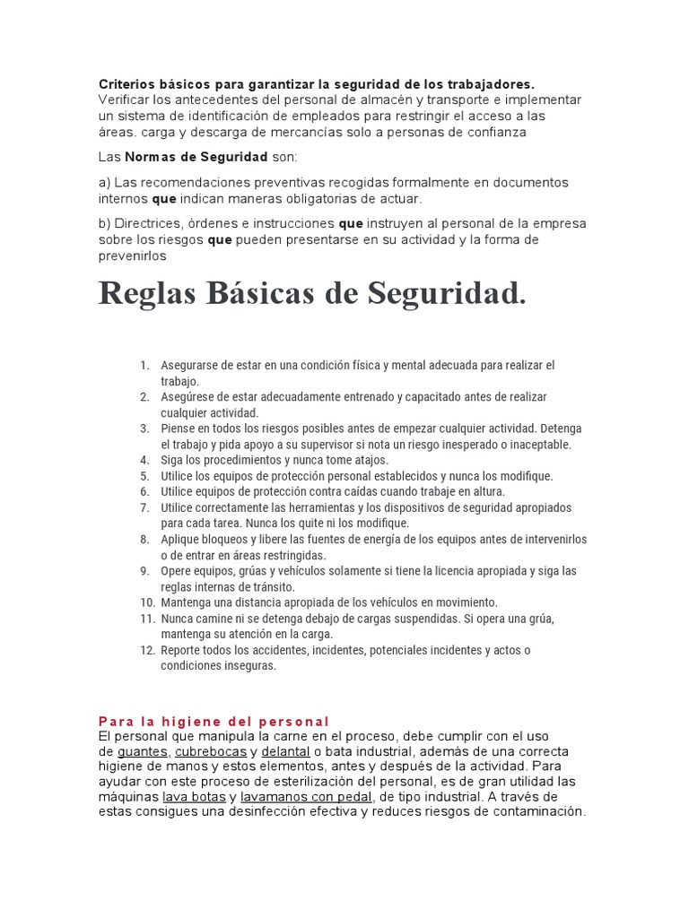 Seguridad y Higiene en el Trabajo de Carne | PDF | Carne | Higiene