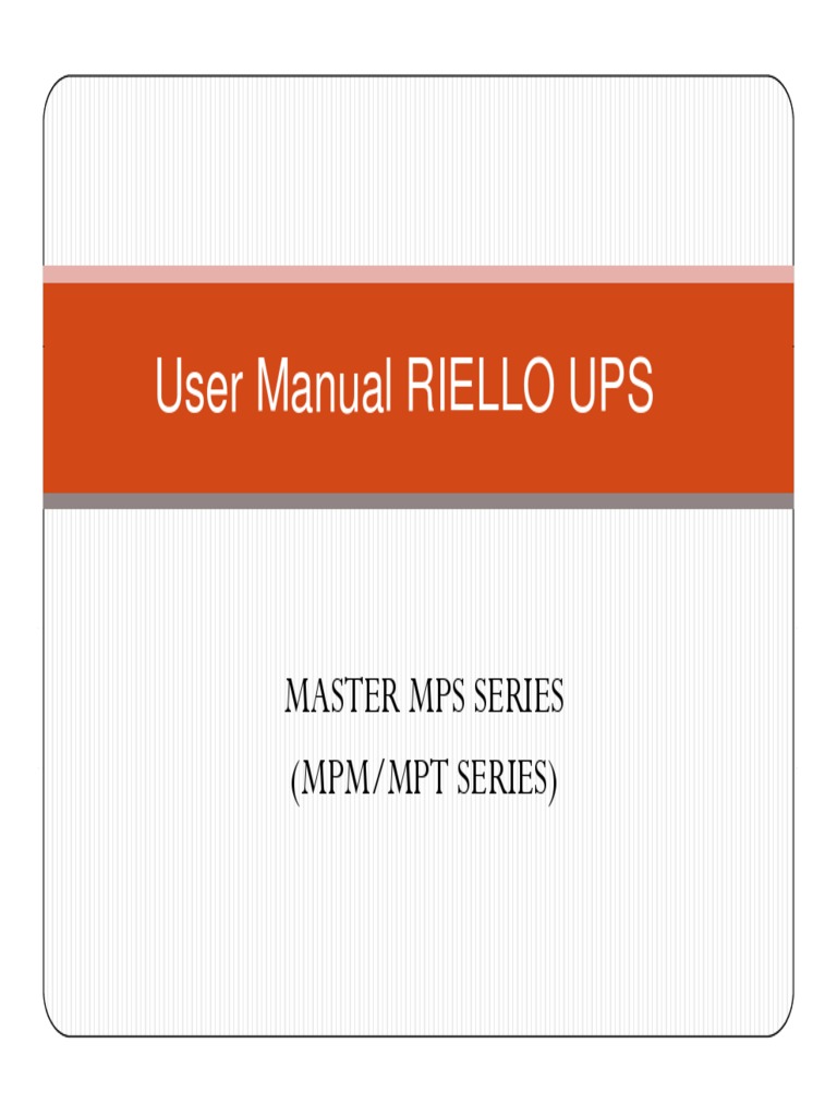 Manual Pengguna Riello UPS Master MPS | PDF