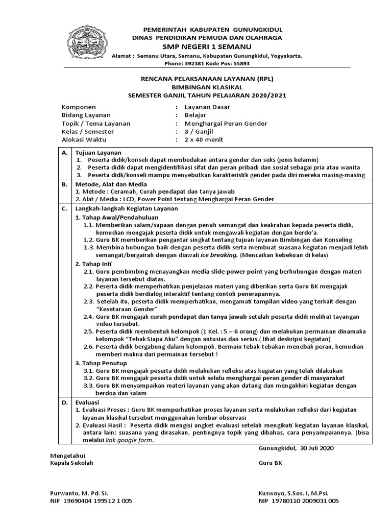 RPL Dan Materi BK Peran Gender Di Masyarakat | PDF