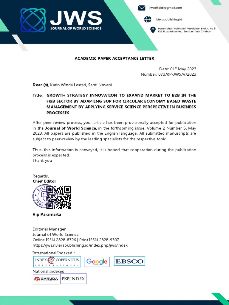 Academic Paper Acceptance Notification | PDF | Business