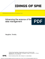 Proceedings of Spie: Advancing The Science of Forensic Data Management