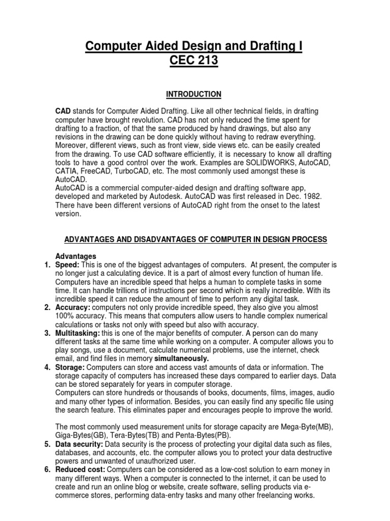 Cec 213 Autocard PDF Auto Cad Computer Aided Design