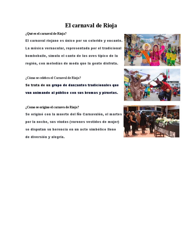 Carnaval de Rioja: Tradición y Alegría | PDF | Arte