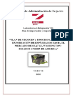 Avance 3 - "PLAN DE NEGOCIO Y PROCESO LOGÍSTICO DE EXPORTACIÓN DE ESPÁRRAGOS HACIA EL MERCADO DE SEATLE, WASHINGTON - ESTADOS UNIDOS DE AMERICA"