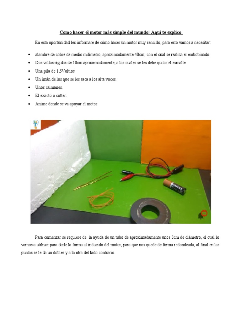 Como Hacer El Motor Mas Simple Del Mundo - 01 | PDF | Electromagnetismo ...