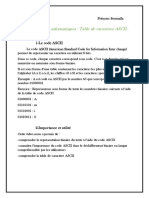 Resumé Representation Binaire Du Texte Table Des Caracteres ASCII