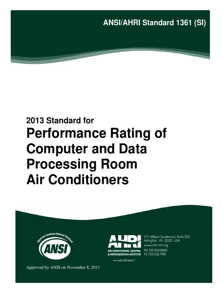 ANSI AHRI 1361 (SI) 2013 Performance Rating of Computer and Data