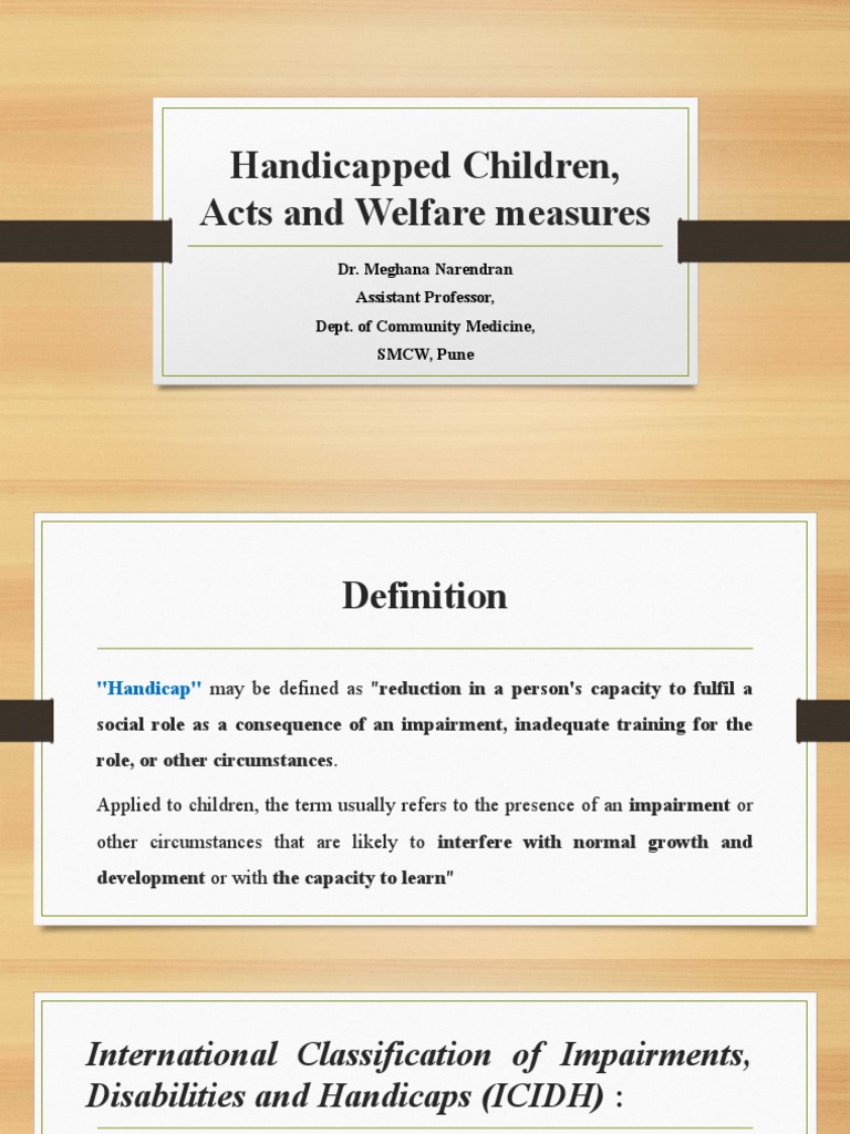 Definitions of Handicaps in Children | PDF | Disability | Intellectual ...