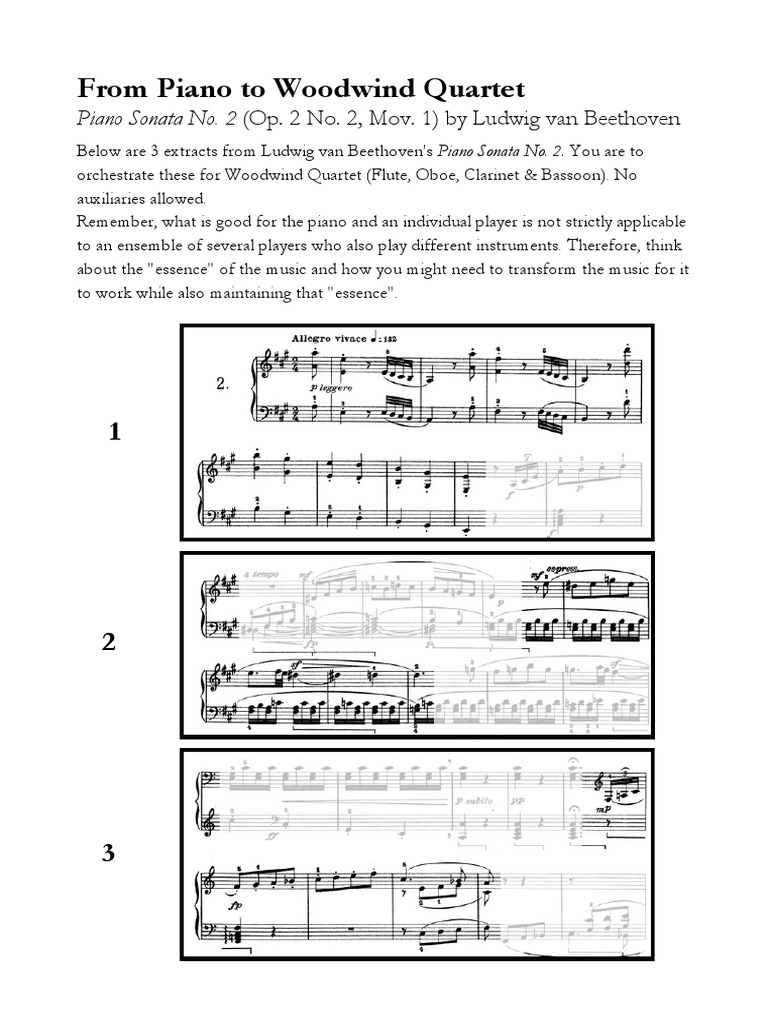 Piano To Woodwind Quartet Exercises 1 Any Old Music PDF