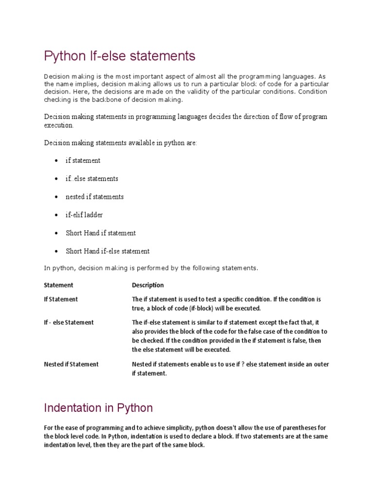 Python If Conditions | Download Free PDF | Grammar | Computer Programming