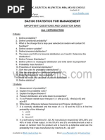 BA4101 STATISTICS FOR MANAGEMENT Reg 21 Question Bank