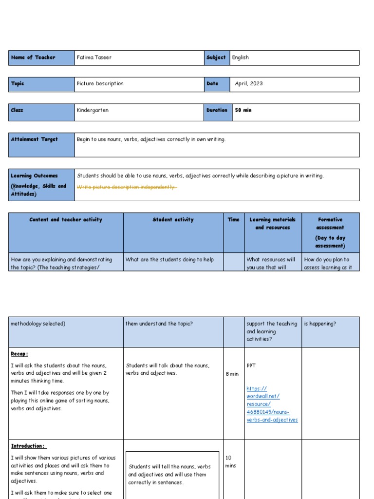 Day 4 Picture Description Ft Descargar Gratis Pdf Adjective Verb