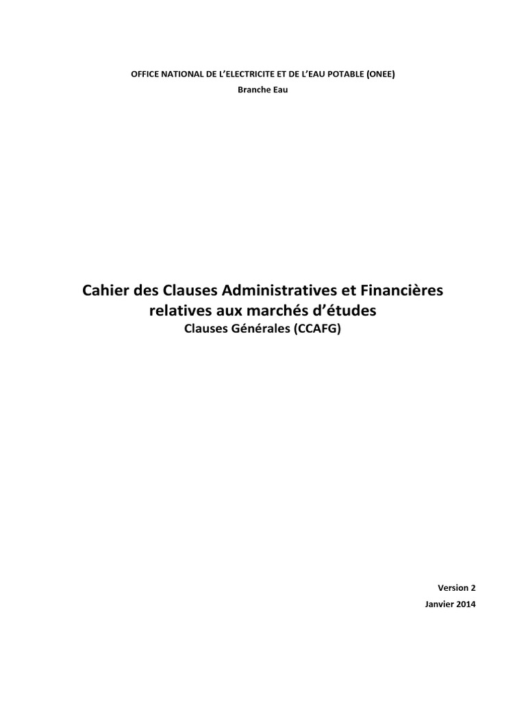 CCAF - Clauses Administratives ONEE | PDF | Assurance | Marché (Économie)