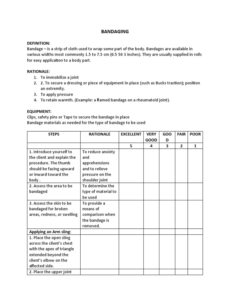BANDAGING Procedure PDF Elbow Hand