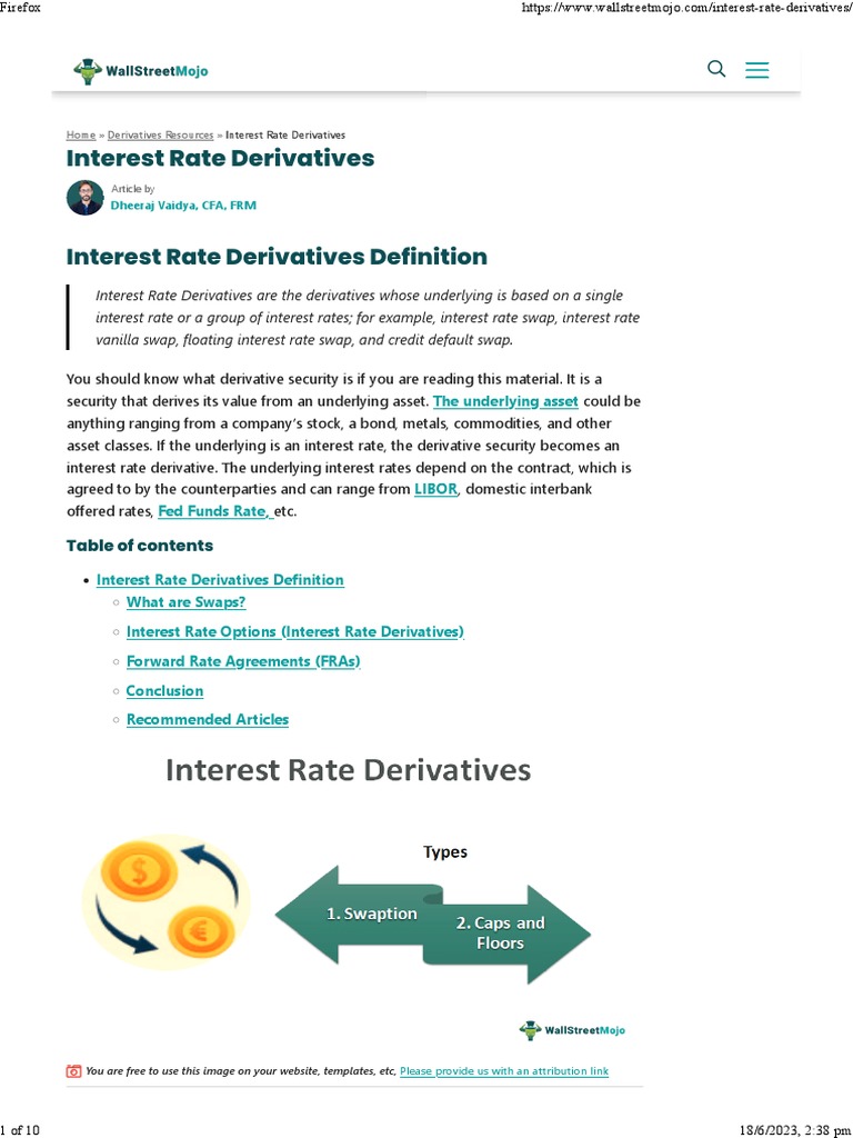 Interest Rate Derivatives - A Complete Beginner's Guide | PDF | Swap