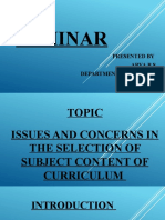 Issues and Concerns in The Selection of Subject Content of Curriculum