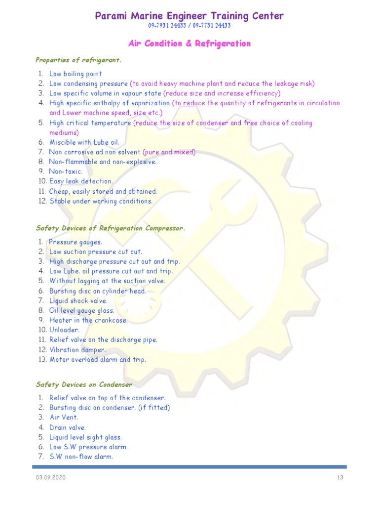 Refrigeration Notes PDF Valve Physical Quantities