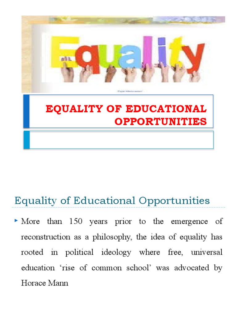 Equality in Educational Opportunities | PDF | Egalitarianism | Social ...