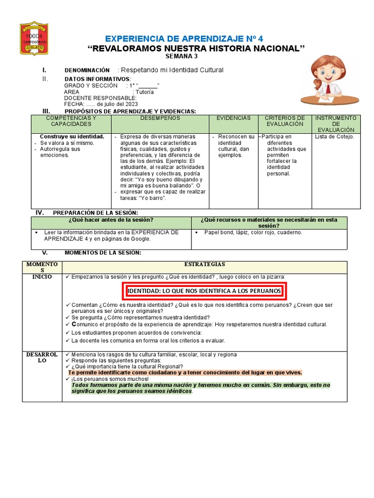 Semana 3 Sesión 9 Tutoría Pdf Evaluación Aprendizaje