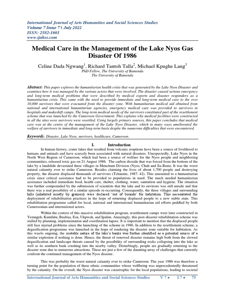 Lake Nyos Disaster Medical Response PDF Humanitarian Aid Emergency(02)