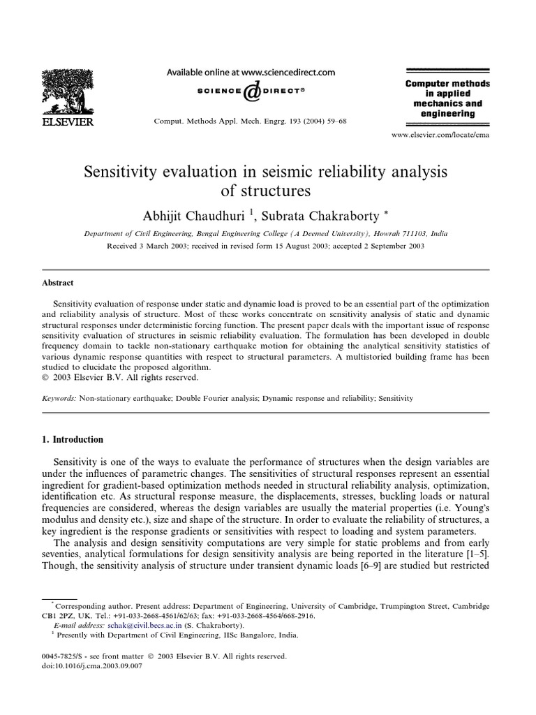 Seismic Sensitivity Analysis for Structures | PDF | Mathematical ...