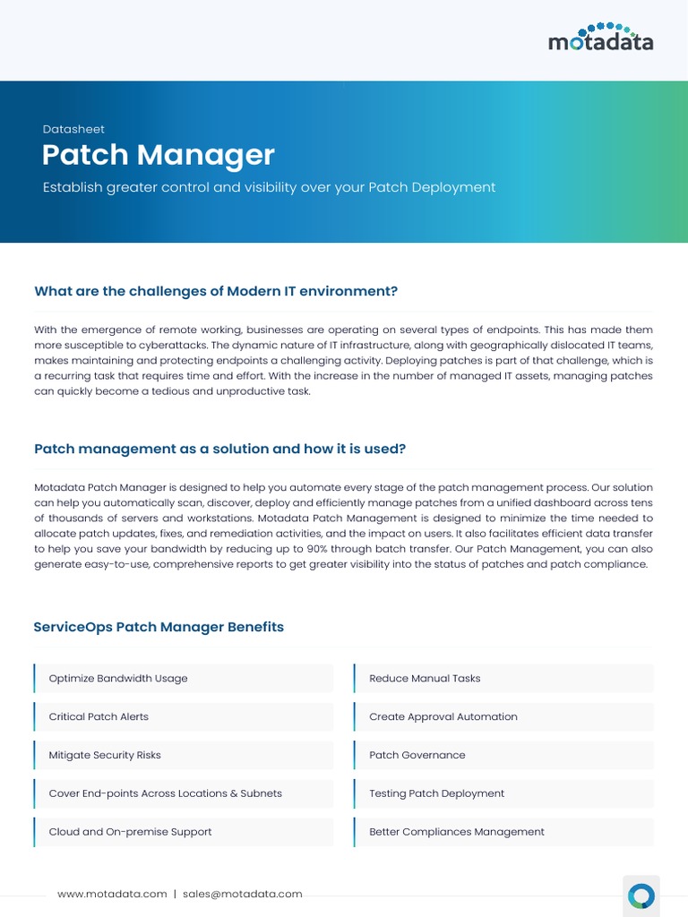 Motadata Patch Management Overview | PDF | Computer Security | Security